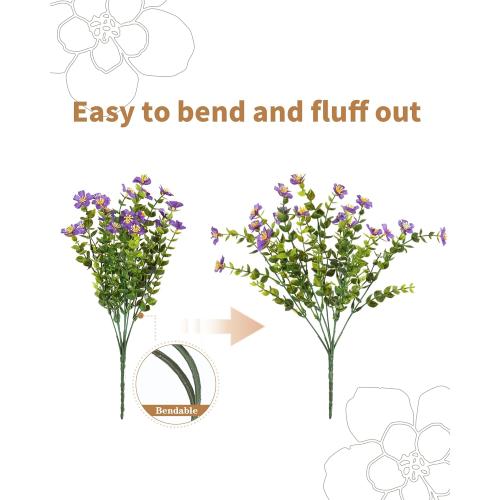 Fake Garden Flowers, 12 Bundles Artificial Flowers for Outdoor Front Porch Home Kitchen Bedroom Garden Patio Festival Decoration -Purple