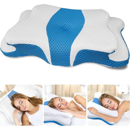 Memory Foam Pillows, Cervical Pillow for Neck and Shoulder Pain Relief, Ergonomic Contour Bed Pillow, Soft for Side Sleep Stomach Sleeping and Back Sleeper