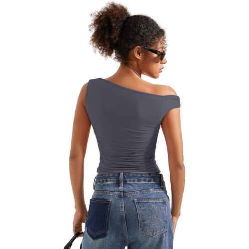 SUUKSESS Women Off Shoulder Tops Sleeveless Shirts Y2K Going Out Crop Tank Top