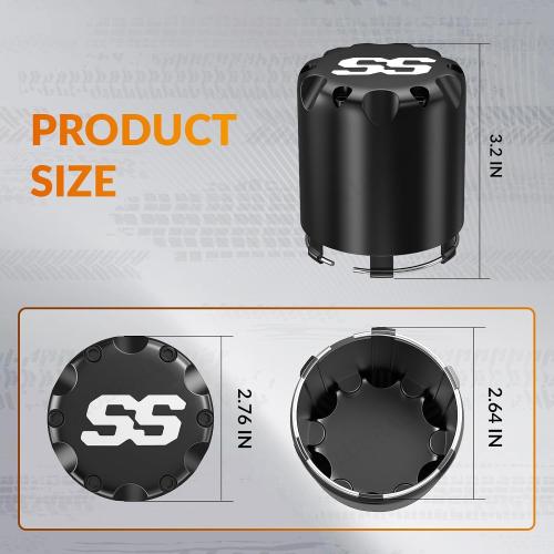 Universal Golf Cart ITP SS Wheel Center Hub Cap, 8,10,12 Inch Push in Style Black Center Cap Cover for Club Car EZGO Yamaha Golf Cart Wheel-4 Packs (Height 3.21 / Outer Diameter 2.75)