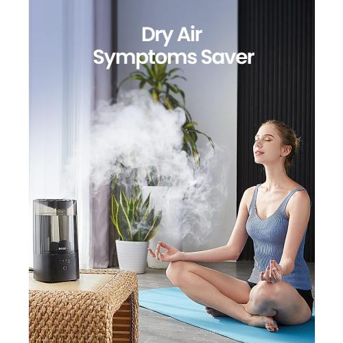 Humidifiers for Bedroom (1.1L), Small Cool Mist Humidifier for Home Plant and Baby Nursery, Quiet Ultrasonic Humidifier with 360° Nozzle, Auto Shut-Off, Filterless, Black