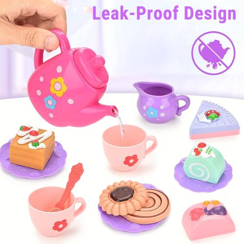 Lajeje Toddler Tea Party Set for Girls Ages 3-5, 23-Piece Pretend Play Tea Set for Kids with Teapot, Cups, Plates & Desserts, Perfect Size for Little Hands, Birthday for Girls