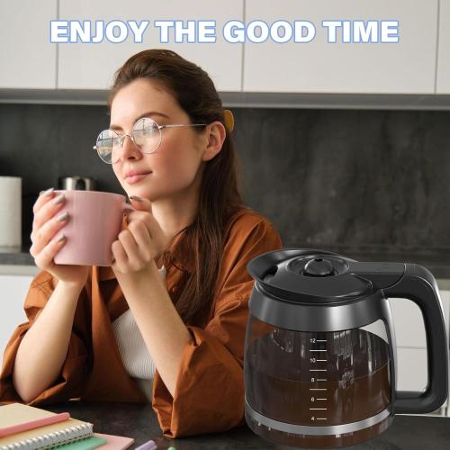 12-Cup Coffee Pot Replacement Carafe Compatible with Ninja Coffee Brewer Maker Models CE251 CE201 CE201C CE200 CE200C Model# XGLSLID200
