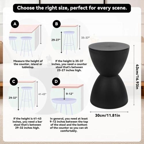 Modern Hourglass Shaped Accent Stool, White, Polypropylene (PP), 16.93 x 11.81 x 17.01 inches, Glossy Plastic Finish, 250 lbs Weight Limit