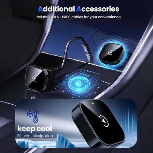 2026 Wireless CarPlay Adapter for iPhone & Android Device | Fast Auto-Connect, Stable Connection, Mini Size Plug，Apple iPhone & Android, 2-in-1 Adapter, Convert Wired to Wireless Dongle