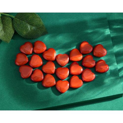 QINJIEJIE 20PCS Red Jasper Heart Stones Crystals Bulk Love Shaped Worry Stone Heart Rock Pocket Polished Palm Gems Crystal Reiki Balancing Wholesale Carved Stone Decor Gift