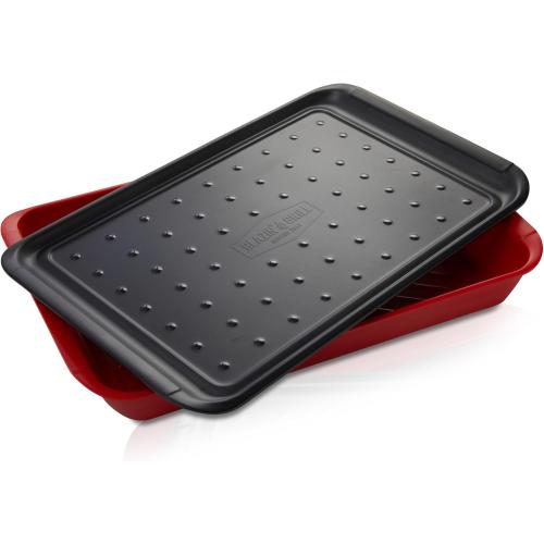 BLAZIN' GRILL Prep and Serve Trays | Set of 2 Stackable, Melamine Trays | Serving Tray & Marinating Tray | Serving Platter for Plating Food & BBQ Prep Tub for Marinating Meats | Grill Accessories |