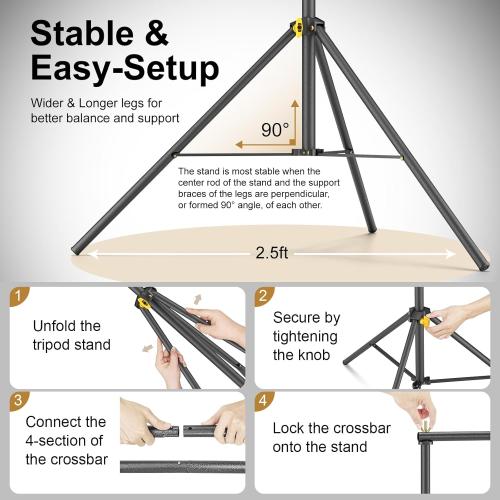 (Missing 4 clamps) LINCO Lincostore Backdrop Support Stand Kit 10x6.5ft Adjustable Photography Studio Photo Background Support System with Carrying Bag for Green Screen Muslin, 4171