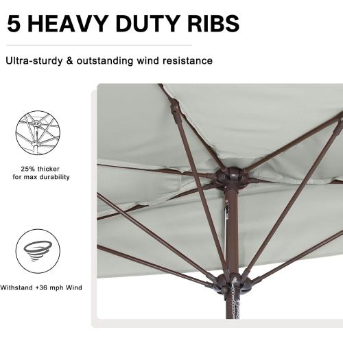 ABCCANOPY Patio Umbrella 11FT - Outdoor Half Umbrellas for Patio, Backyard, Garden, Deck (Ash Gray)
