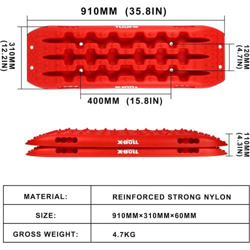 X-BULL New Recovery Traction Tracks Tire Ladder for Sand Snow Mud 4WD(Red)