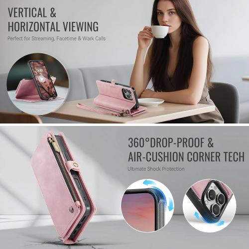 Defencase for iPhone 16 Pro Max Case Wallet Compatible with Magsafe, Pink