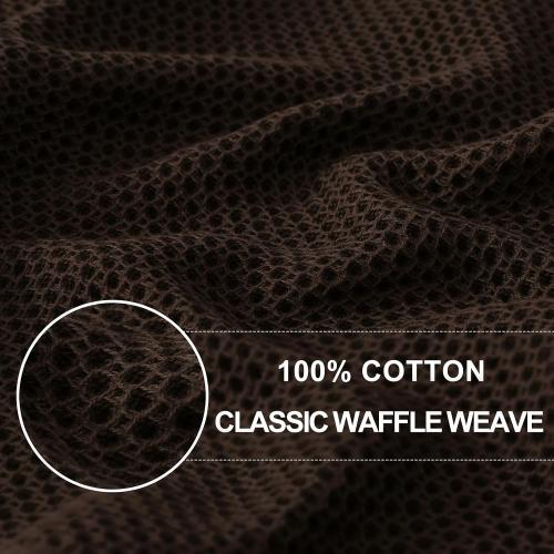 Homaxy 100% Cotton Waffle Weave Kitchen Dish Cloths, 3-Pack, Dark Brown