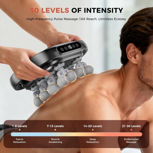 Beyn New 16-Head Massage Gun Set - 16 Gray Heads Included, 30 Speed Levels, Deep Tissue Massage for Back/Leg/Foot Muscle Relaxation, Portable Design