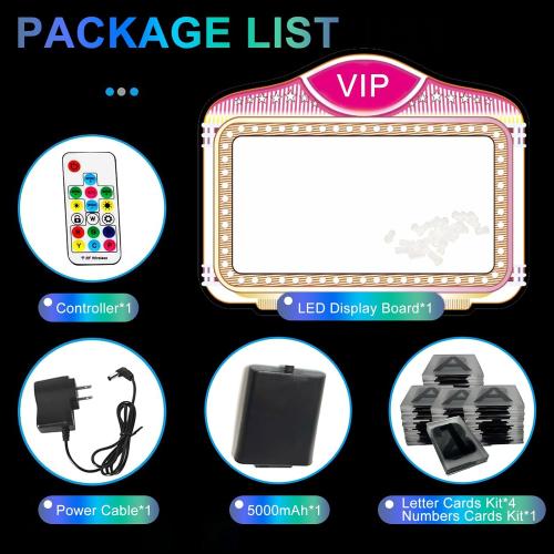 Bottle Service Sign, VIP LED Letter Bottle Presenter, Color Display Lights with 4 Sets Letters & 1 Numbers Kit, Hand Holding Light Box Sign for Party, Bar & Night Club (vip)