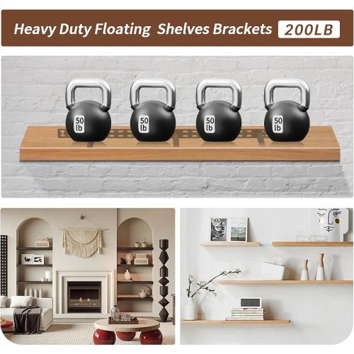 34 in Floating Shelf Bracket 34x8 Hidden Floating Shelf Bracket, 4 Pcs Thickened Solid Steel Wall Mount Brackets 3-Year Service