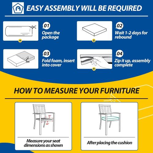 AAAAAcessories Outdoor Seat Cushions for Chairs, Waterproof, Fade-Resistant, 20 x 18 x 3, Patio Furniture Replacement Cushions, Set of 2, Dark Gray