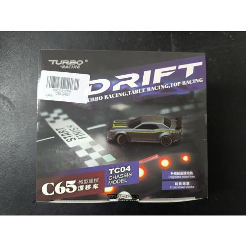 Turbo Racing 1:76 Scale Drift RC Car with Gyro Mini Full Proportional RTR 2.4GHZ Remote Control with 2 Replaceable Body Shell (C65-GREY)