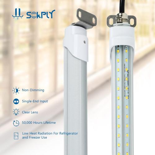4FT T8 LED Refrigerator Tube Light 18W 2520Lm, 5000K Daylight White Non-Dimmable LED Cooler or Freezer Lights Clear Lens for Fridge, Supermarkets Freezer, Black Wire, UL Listed, 1 Pack