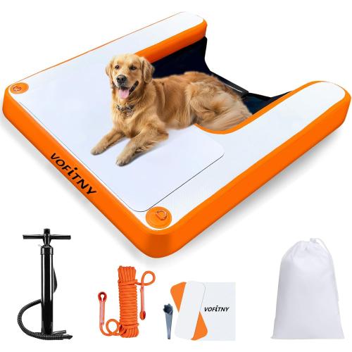 VOFiTNY Inflatable Pup Plank Dog Floating Dock Water Ramp Ladder Steps for Pool Boat Sea Lake, Pup Plank Orange