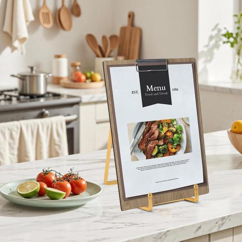 Large Plate Holder Display Stand - 10 inch Tall Plate Stands for Display - Metal Picture Frame Stand - Big Tabletop Easel Stand for Decorative Plates | Platter | Book | Plaque | Tile - 2 Pack - Gold