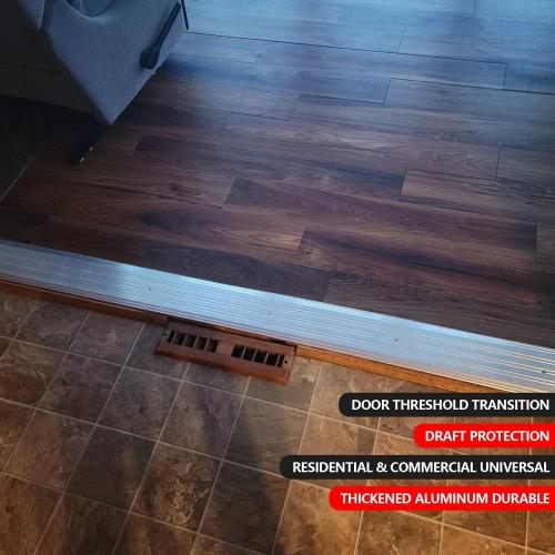 Heavy Duty Corrugated Aluminum Door Threshold for Exterior Doors- Door Saddle- Metal Flooring Transition Strip- Door Sill Extension- 4 W,1/2 H,35.43 L,Silver Anodized, Mill Finish,1Pc
