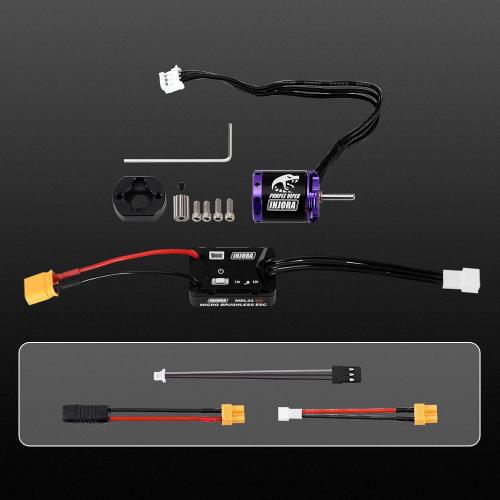 INJORA MBL32 G2 Waterproof Brushless ESC & 1721 Purple Viper Outrunner Motor for 1/18 TRX4M Ascent-18 Upgrade
