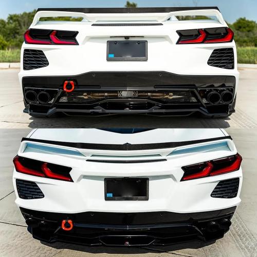 Rear Diffuser for Corvette C8 Stingray/Z51/E-Ray 2020-2025 | 3PCS Rear Spoiler Splitter,Add On Rear Bumper Lip,Glossy Black Body Kit,Can’t Fit with Z06 Model
