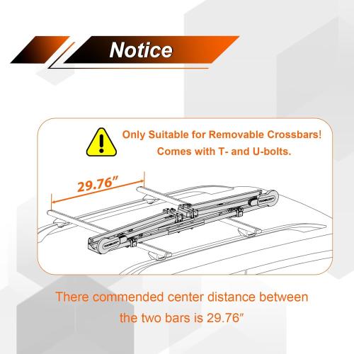 TOOENJOY Rooftop Bike Rack for Car SUV, Upright Roof Mount Bicycle Rack with 2 Arms for Movable Crossbar, 1 Bike Carrier