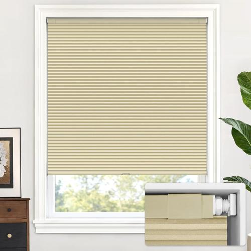 LazBlinds No Drill Cordless Cellular Shades, 33 1/2 W × 48 H, Soft Cream | Blackout Honeycomb Shades Thermal Insulation Noise Reduction Glare Control Blinds for Windows