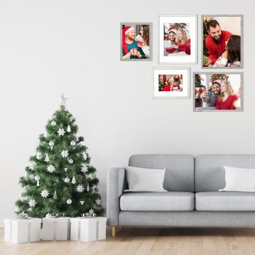 BSRHOMR 12x16 Picture Frame with Mat, Distressed Gray Photo Frame 6 Pack with 11 x 14 Mat, Display Table Top or Wall Mount for Home Decor