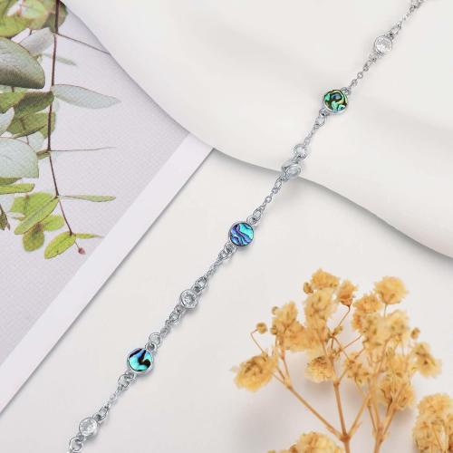 HPQQ Anklet Bracelet for Women 925 Sterling Silver Natural Stone Chain Ankle Bracelet Beach Summer Fine Jewelry Birthday Mothers Day Gifts for Women Her Mom