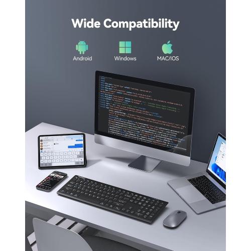 TECKNET Bluetooth Keyboard Rechargeable 4-Device (2.4G BT) Free Switching