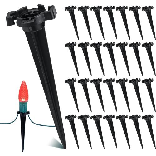 100-Pack Plastic Light Stakes, 4.5 Inch Christmas Yard Stakes for C7 C9 Christmas Lights Outdoor, Universal Light Stakes for Outdoor Holiday Lights Use on Garden Lawn Patio Path Walkway – Black