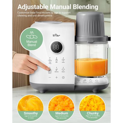 Bear Baby Food Maker with 18.5oz Dual-Layer Steam Baskets, OneStep Baby Food Processor Steamer Puree Blender Grinder Mills, Auto Cooking Grinding&Sterili-zing for Healthy Homemade Baby Food, BPA-Free