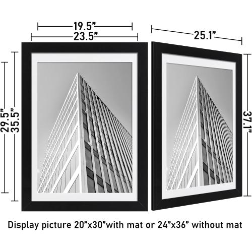 ELSKER&HOME 24x36 Poster Frame Black 3 Pack, Display 20x30 Pictures with Mat or 24x36 Poster without Mat, Horizontal and Vertical Wall Mounting