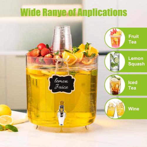 2 Gallon Beverage Dispenser for Parties, BPA-Free Drink Dispenser with No Drip Spigot, Juice Dispensers with Stand, Transparent Plastic Water Dispenser Countertop for Punch, and Drink Fountains