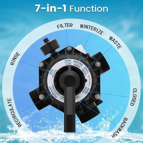272526 Sand Filter Multiport Valve Replacement for Pentair 262506 1-1/2 Inch 6-Way Clamp Style, Compatible with Tagelus/Sand Dollar/Meteor Pool Sand Filter, Multi Port Valve
