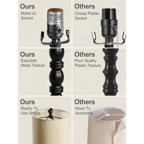 Buffet Lamps, Table Lamps Set of 2-30 H Tall with Sturdy Metal Bases & Textured Linen Shades - UL Certified, Ideal for Creating a Cozy Vibe in Living Rooms, Dining Rooms & Entryways (Matte Black)