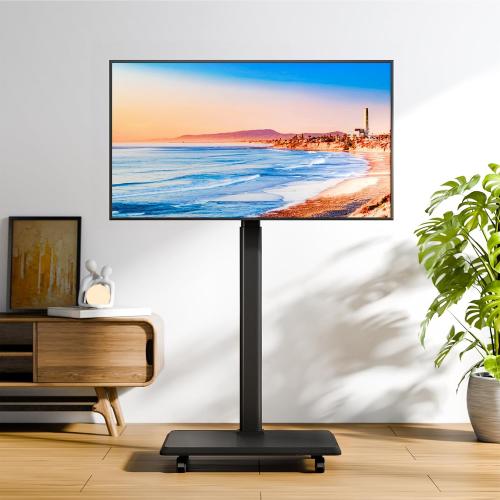 Mobile TV Cart Rolling TV Stand for 26-70 inch Screens, Mobile TV Cart Holds up to 88lbs, 25° Swivel with 6 Levels of Height Adjustment for Optimal Viewing, TV Stands for Office,Room, Outdoor,Corner