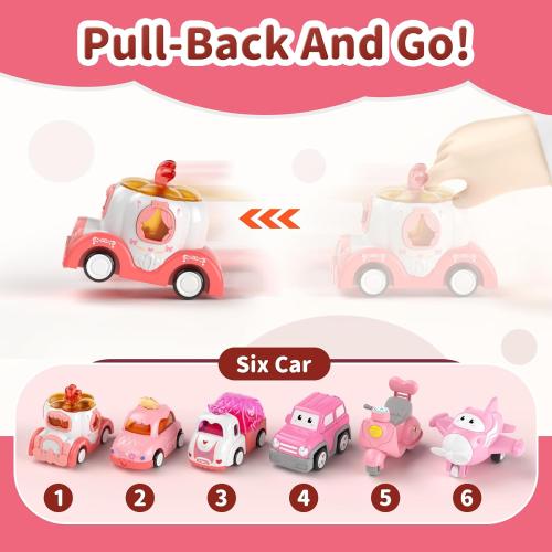 Toddler Girl Truck Toys for 2 3 Year Old Girl Birthday Gifts, 7-in-1 Pink Princess Car Transport Carrier Trucks for Toddlers 2-4, Friction Power Toy Cars with Lights & Music, My daughter First Gift