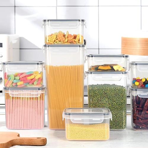 Set  of 24 Pack Airtight Food Storage Containers with Lids, Plastic Kitchen and Organization Canisters for Cereal, Flour and Sugar, BPA Free, Includes Spoons, Labels and a Pen