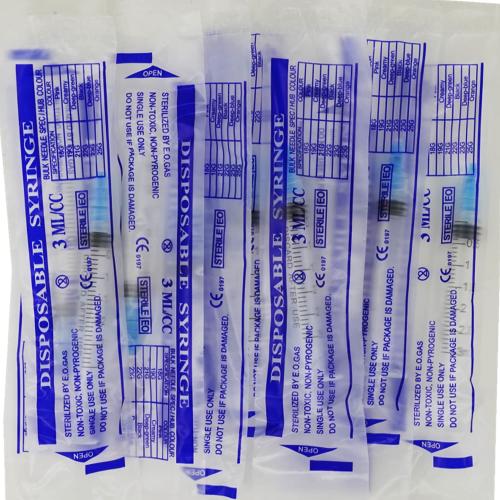 100 Pack 3ml 23Ga Plastic Syringe with Measurement for Scientific Labs, Industrial Dispensing Animal and Pet Supplies, Disposable Individually Wrapped (100, 3ml-23Ga)