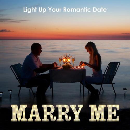 Marry Me Light Up Letters, Will You Marry Me Sign Decorations, LED Marquee Letter Lights, Decorative LED Alphabet Lamp, Battery Operated, Warm White Sign for Proposal Decorations