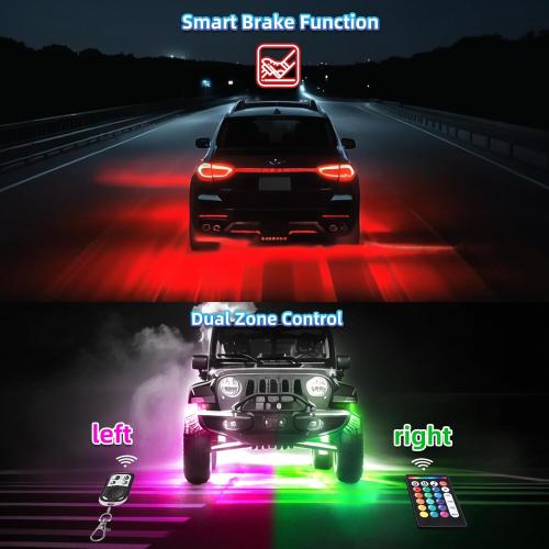 12Pods Metal RGB LED Rock Lights with Bluetooth APP/RF Remote Control, 288LED Multicolor Underglow Lights Kit with Dual Zone Music Mode 12V Underbody Light Waterproof for Trucks Jeep Golf Cart Pickup