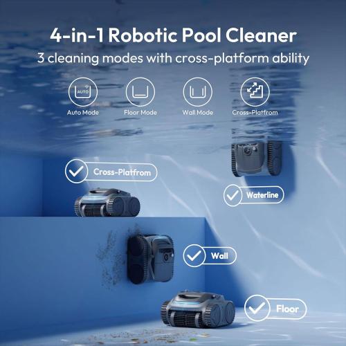 700 C10 Pool Cleaner Robot, Cordless Pool Vacuum w/Superior Suction, Triple Motors, Smart Navigation, APP Control Wall/Waterline, 140-Min Runtime for Inground Pools up to 861 Sq.Ft (Space Grey)