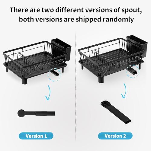 Dish Drying Rack, Stainless Steel Space-Saving Dish Rack, Dish Racks for Kitchen Counter, Kitchen Dish Drainers with Removable Utensil Holder,New Drain Outlet,Plate Rack and Drainboard, Black