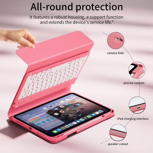 for iPad 10th 11th Generation Case with Keyboard, Folio Cover with Pencil Holder, 7 Colors Backlit Wireless Detachable Keyboard for iPad 11 inch A16 2025 10th Gen 10.9 Inch 2022, Red