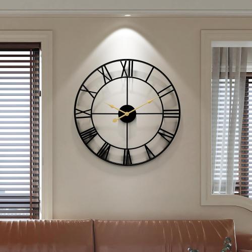 Large Wall Clock for Living Room,Decorative Round Modern Wall Clock,Roman Rustic Office Wall Clocks Battery Operated for Bedroom/Kitchen/Entryway/Office/Farmhouse 32Inch