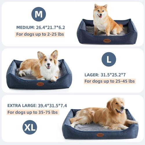 Orthopedic Dog Beds for Medium Dogs, Durable Egg Crate Foam Sofa Dog Bed wit Washable Removable Cover,Waterproof Lining,Pet Bed for Large Dogs (Navy Blue, 26.4 L x 21.7 W x 6.2 Th)