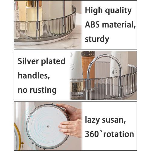 Rotating Makeup Organizer for Vanity, Large Capacity Skincare Perfume Storage, Bathroom Counter Organizer, 360 Spinning Cosmetic Dresser Countertop Organizers (Gray, 3 Tier)